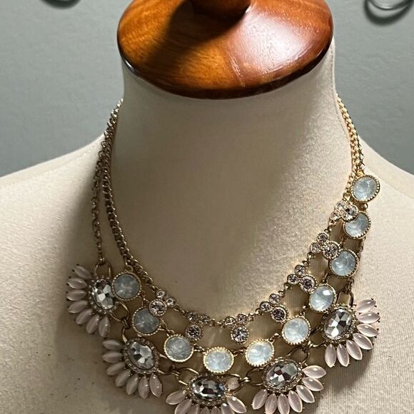 Elegant Gold and White Floral Necklace #PDNK2 - Picture 9 of 9